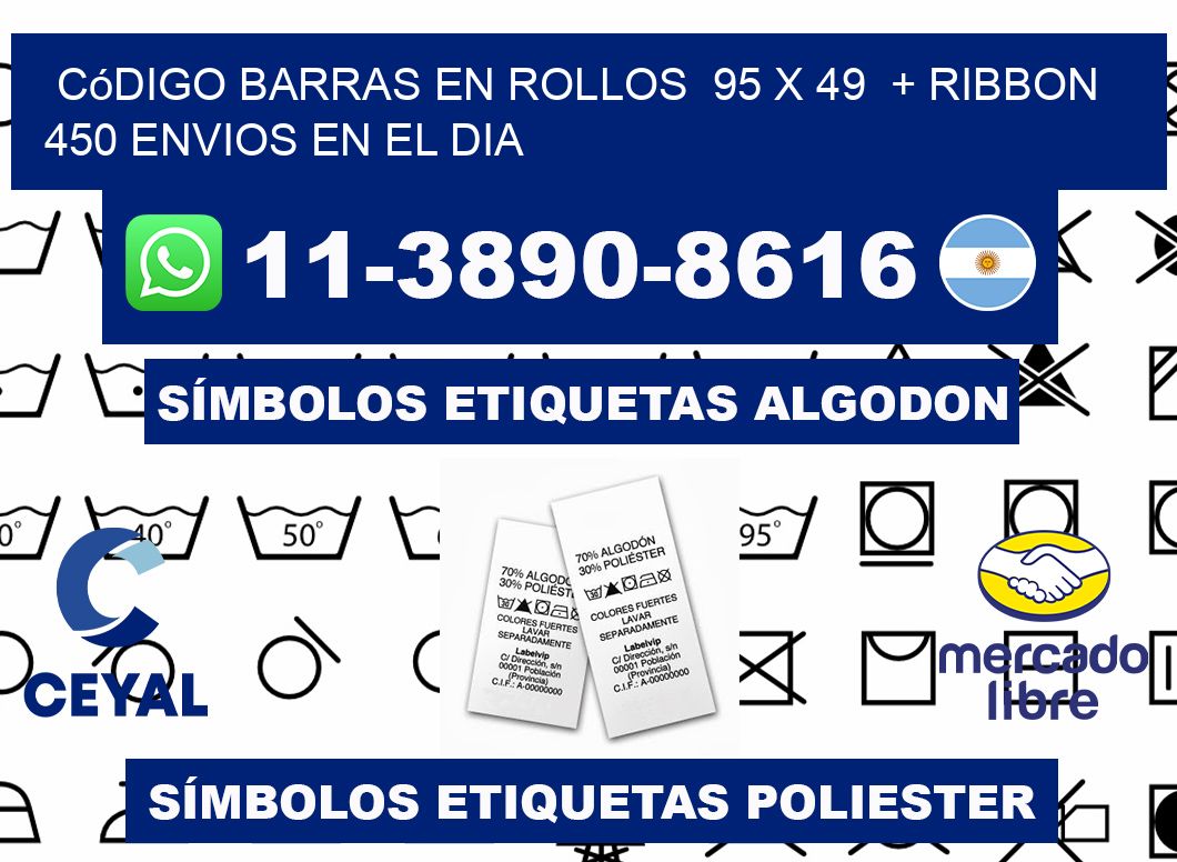 código barras en rollos  95 x 49  + ribbon  450 Envios en el dia