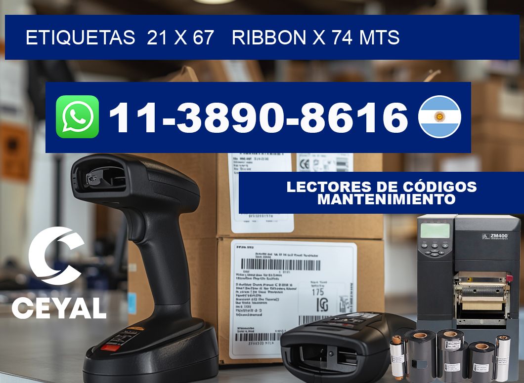 etiquetas 21 x 67 ribbon x 74 mts