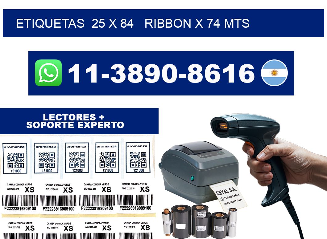 etiquetas 25 x 84 ribbon x 74 mts
