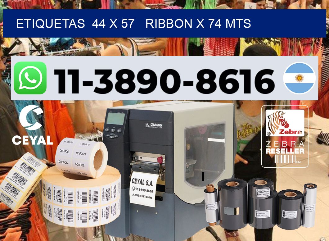 etiquetas 44 x 57 ribbon x 74 mts
