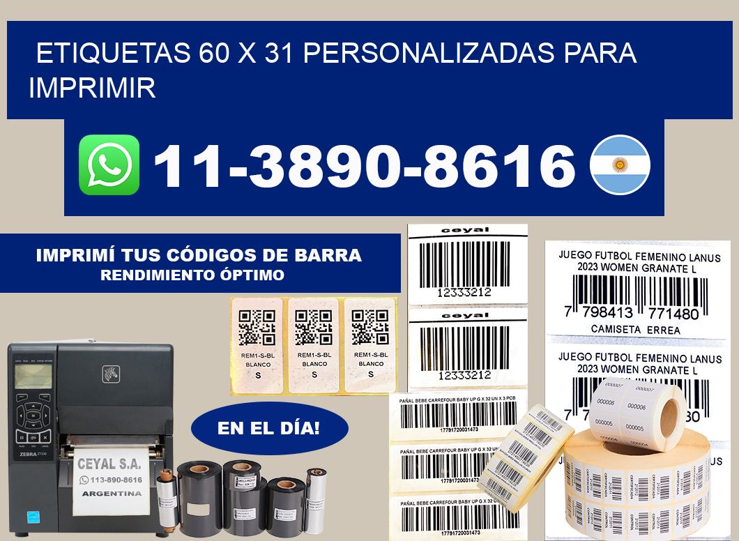 etiquetas 60 x 31 personalizadas para imprimir