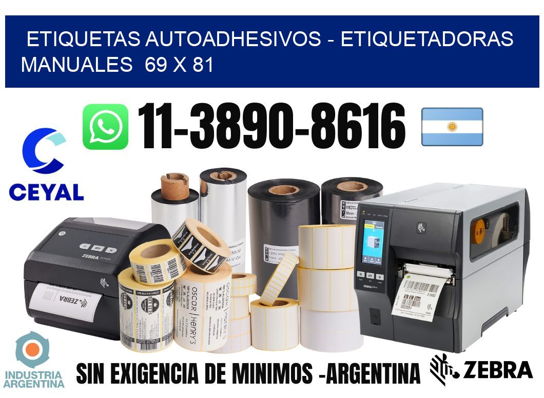 etiquetas autoadhesivos - Etiquetadoras Manuales  69 x 81