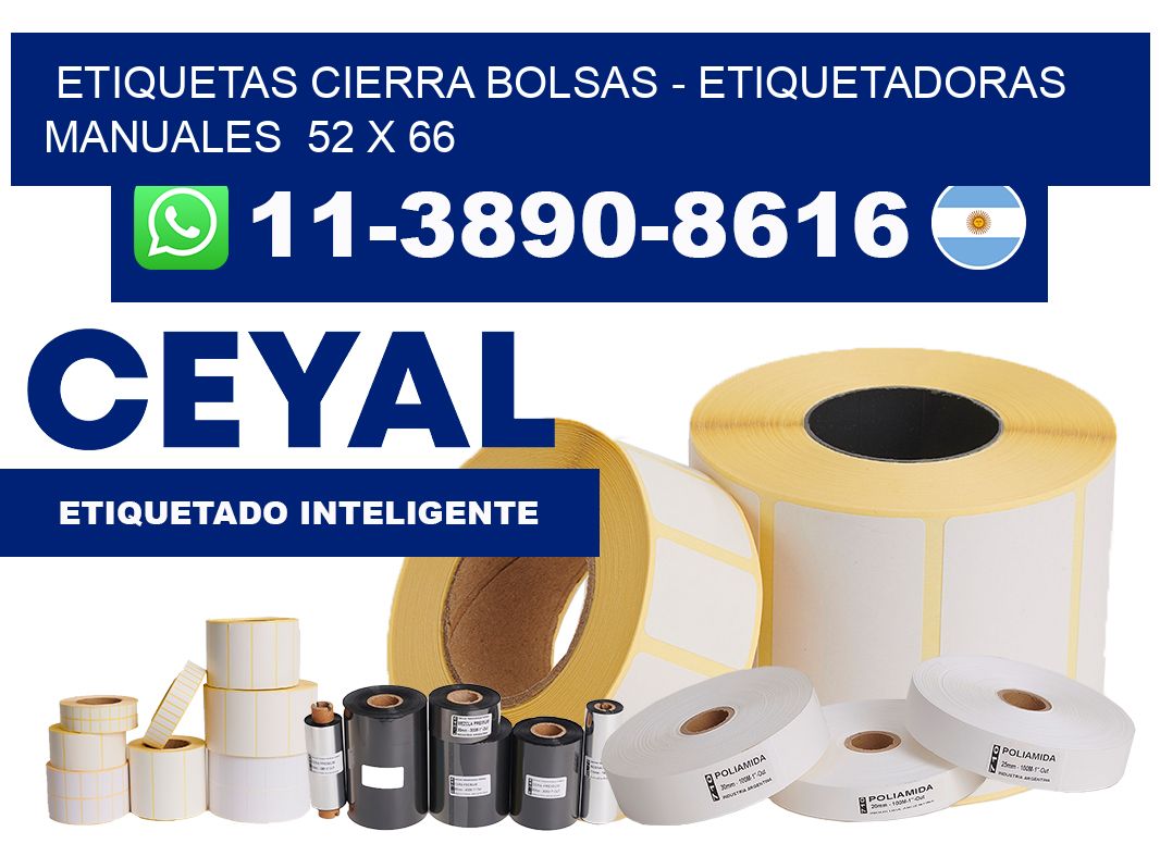 etiquetas cierra bolsas - Etiquetadoras Manuales  52 x 66