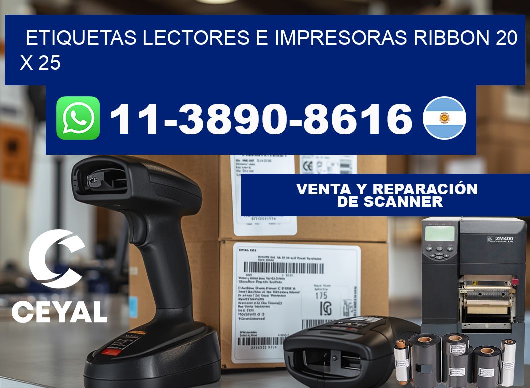 etiquetas lectores e impresoras ribbon 20 x 25