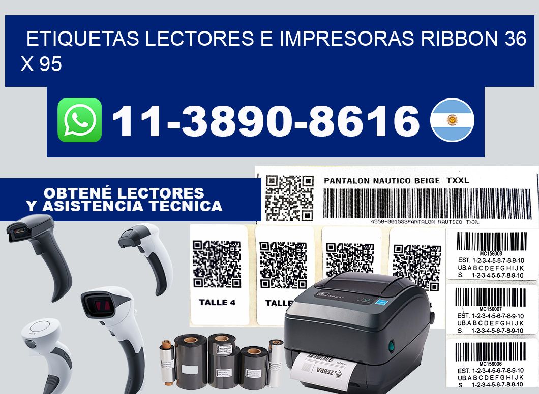 etiquetas lectores e impresoras ribbon 36 x 95