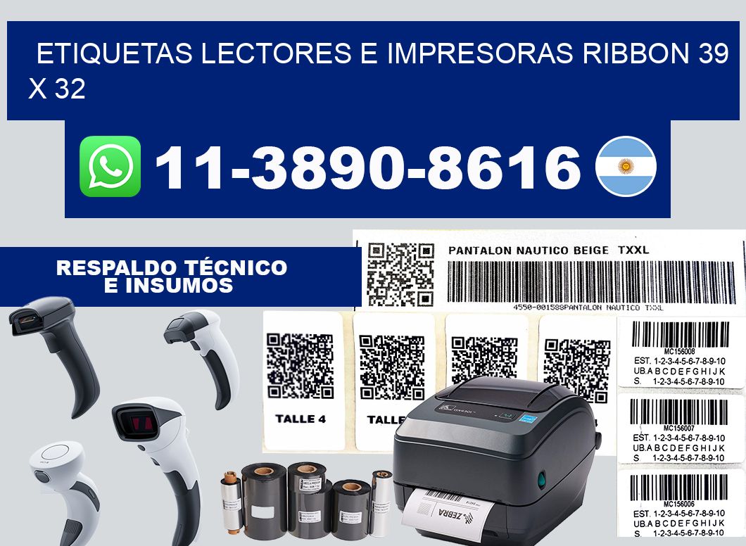 etiquetas lectores e impresoras ribbon 39 x 32