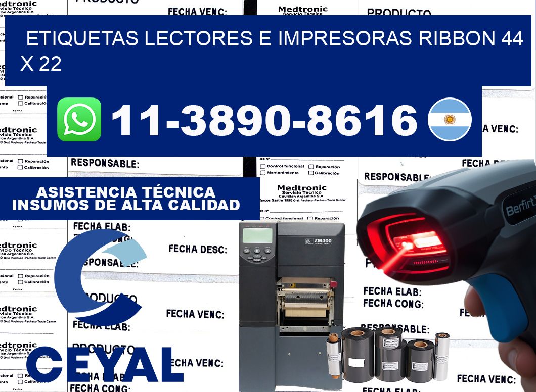 etiquetas lectores e impresoras ribbon 44 x 22