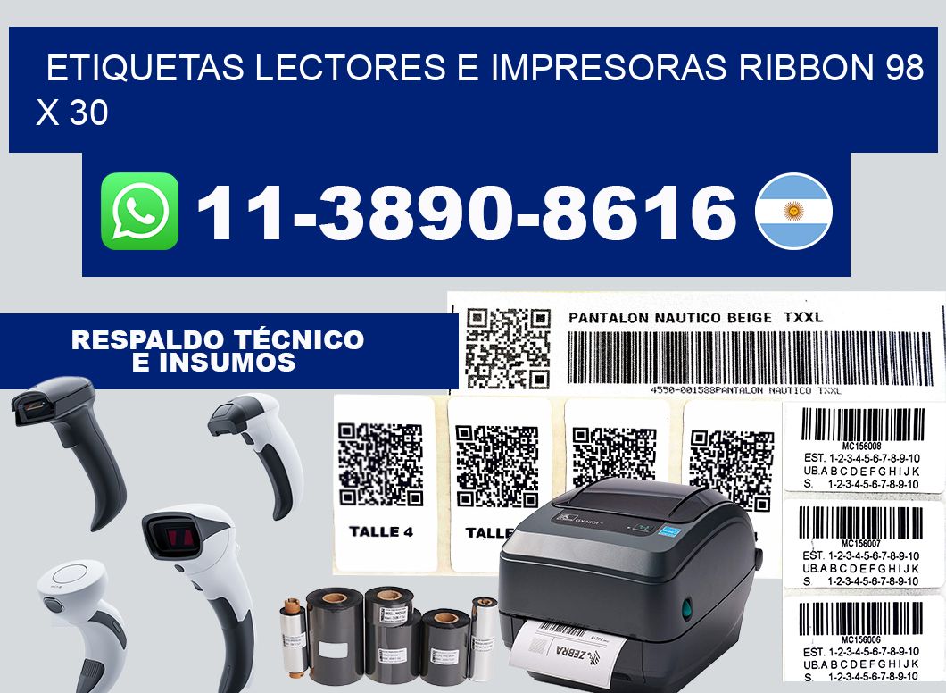etiquetas lectores e impresoras ribbon 98 x 30
