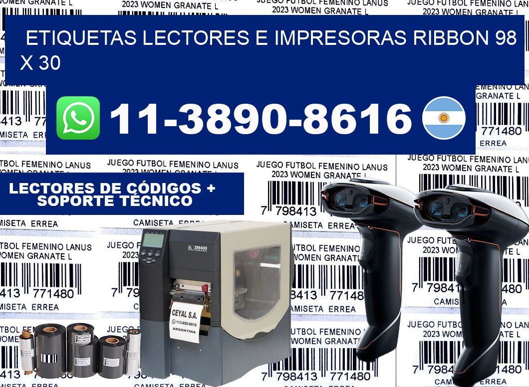 etiquetas lectores e impresoras ribbon 98 x 30