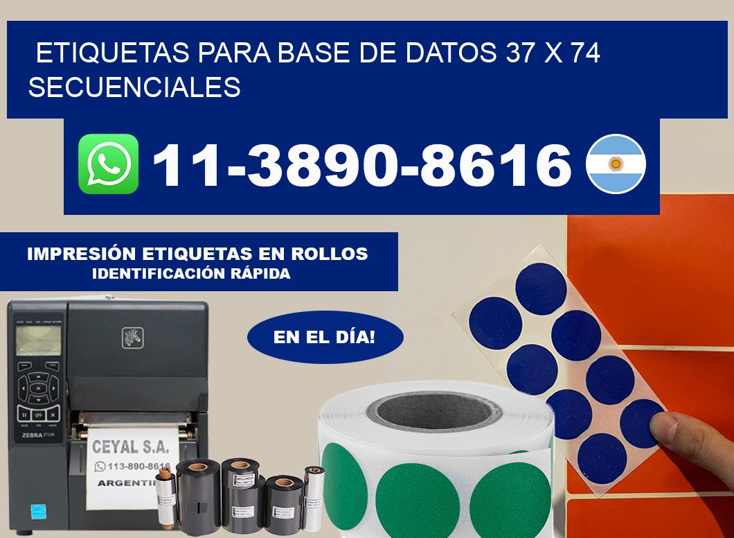 etiquetas para base de datos 37 x 74 secuenciales