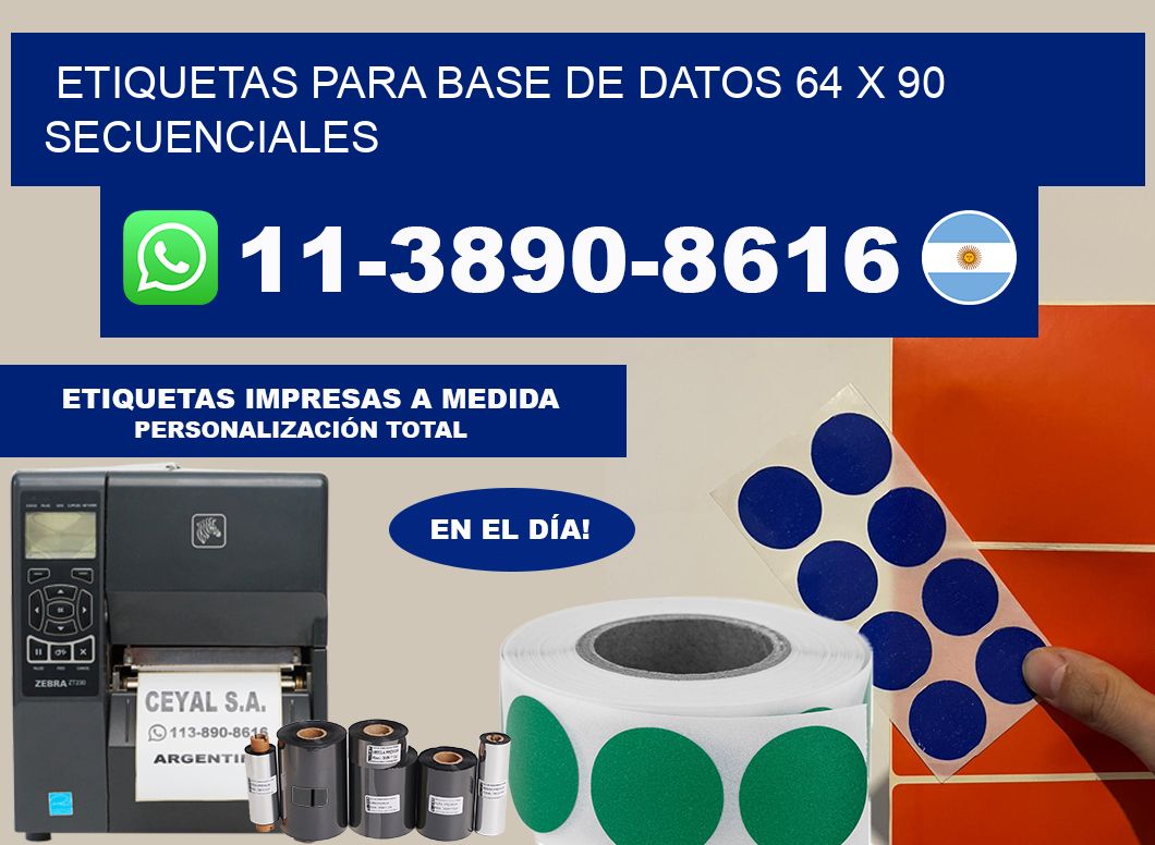 etiquetas para base de datos 64 x 90 secuenciales