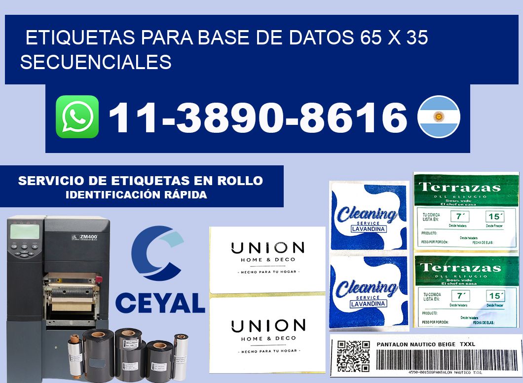 etiquetas para base de datos 65 x 35 secuenciales