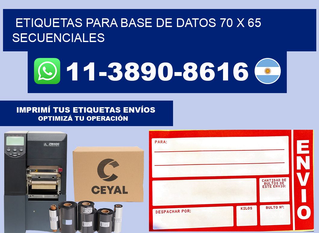 etiquetas para base de datos 70 x 65 secuenciales