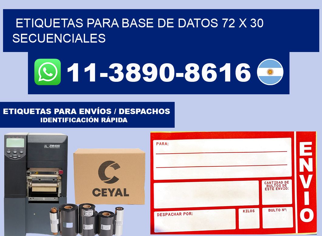 etiquetas para base de datos 72 x 30 secuenciales