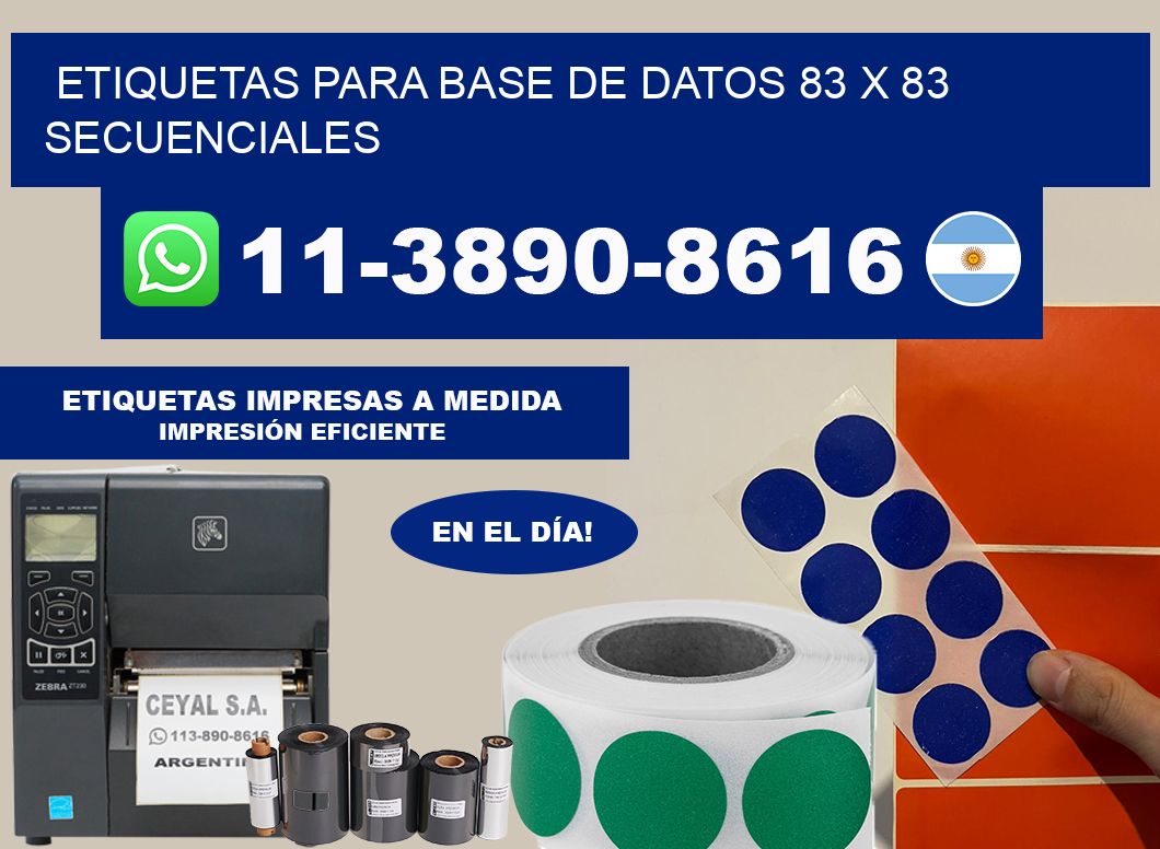 etiquetas para base de datos 83 x 83 secuenciales