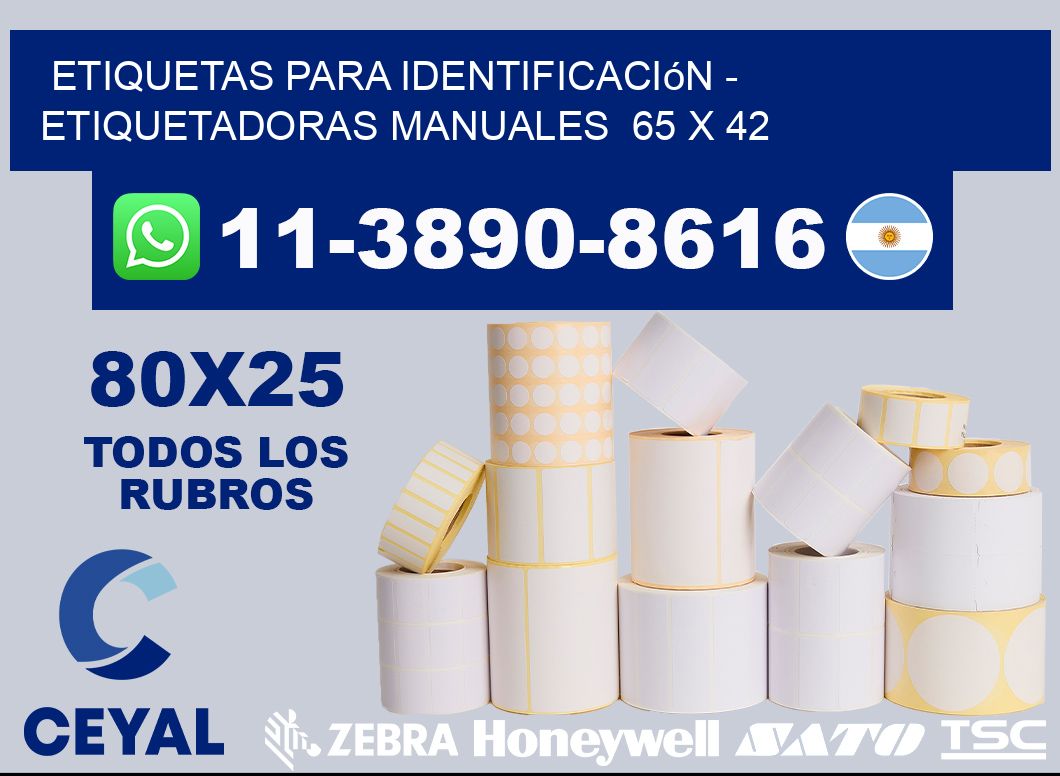 etiquetas para identificación - Etiquetadoras Manuales  65 x 42