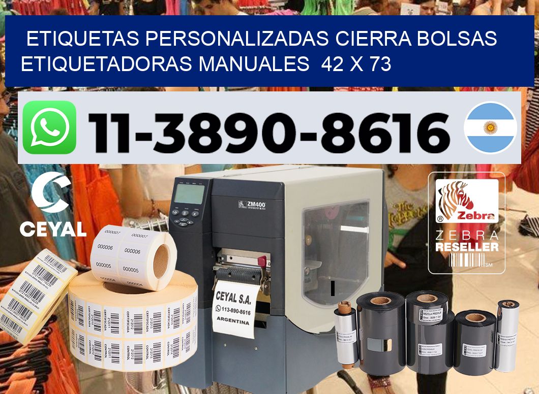 etiquetas personalizadas cierra bolsas  Etiquetadoras Manuales  42 x 73