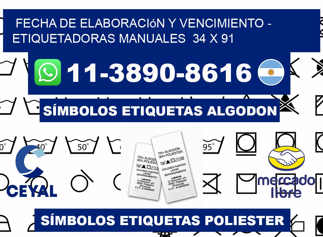 fecha de elaboración y vencimiento - Etiquetadoras Manuales  34 x 91