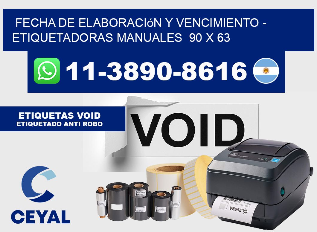 fecha de elaboración y vencimiento - Etiquetadoras Manuales  90 x 63