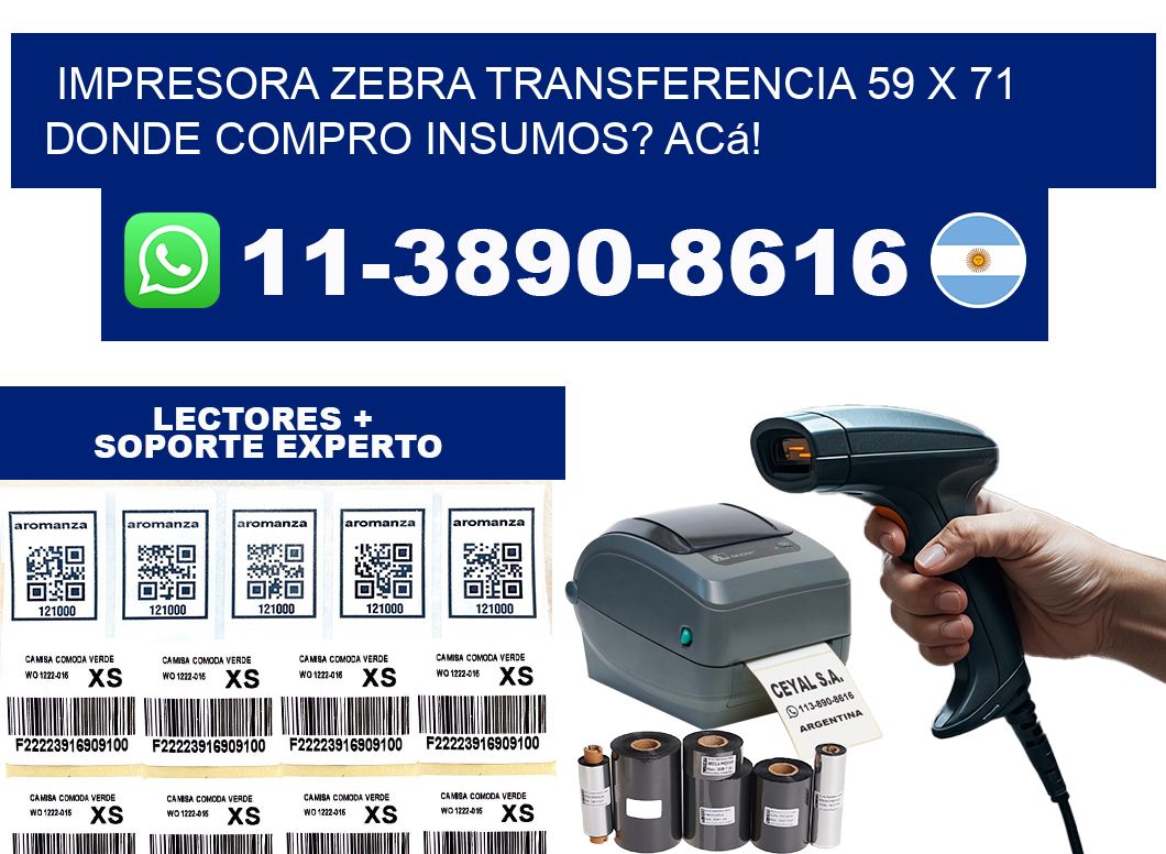 impresora zebra transferencia 59 x 71 Donde compro insumos? Acá!