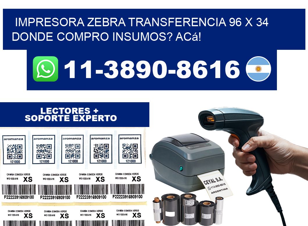 impresora zebra transferencia 96 x 34 Donde compro insumos? Acá!