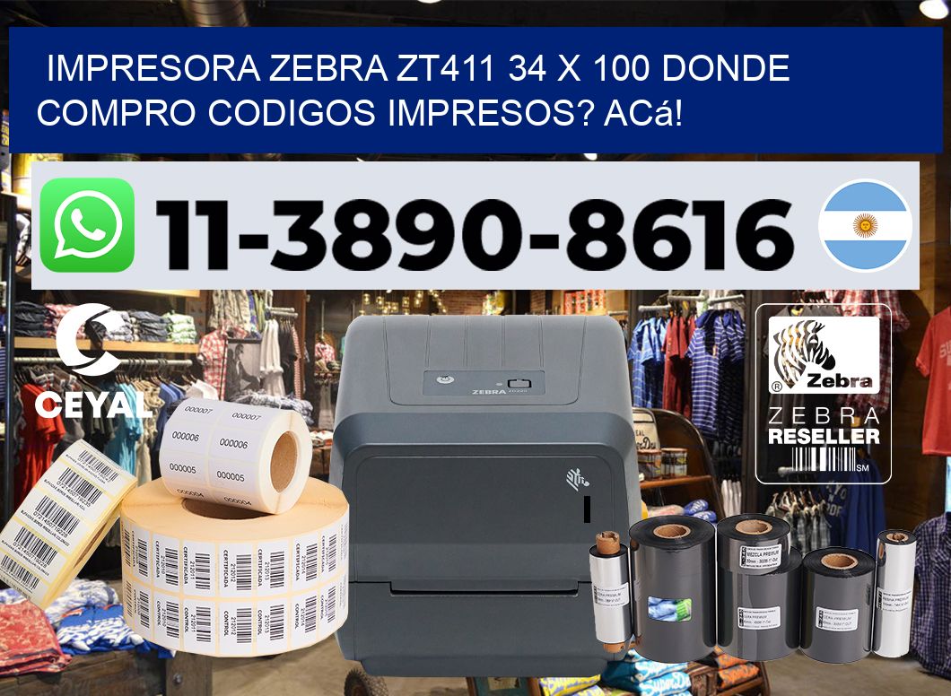 impresora zebra zt411 34 x 100 Donde compro codigos impresos? Acá!