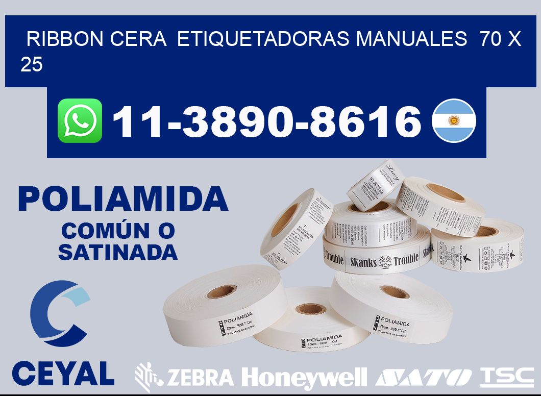 ribbon cera  Etiquetadoras Manuales  70 x 25