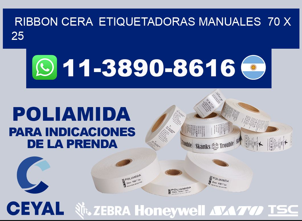ribbon cera  Etiquetadoras Manuales  70 x 25