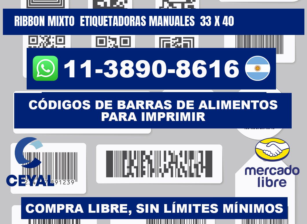 ribbon mixto  Etiquetadoras Manuales  33 x 40