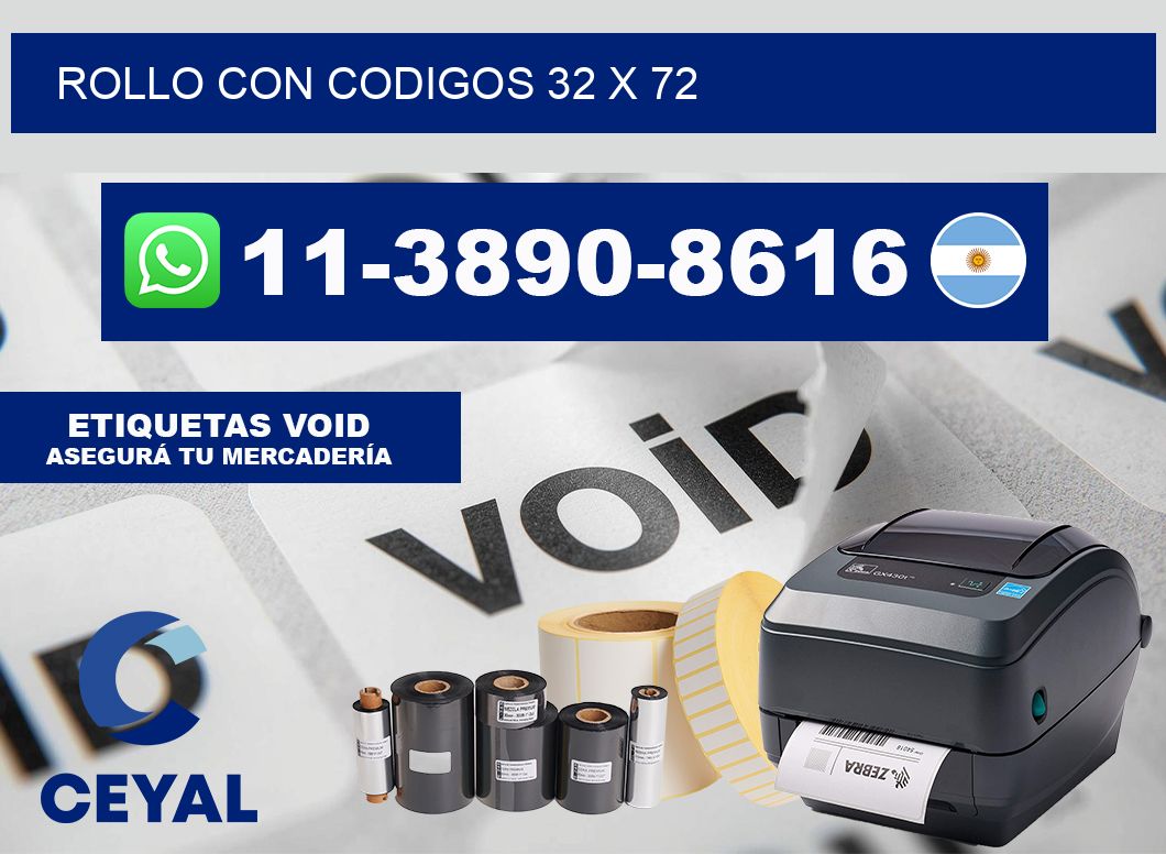 rollo con codigos 32 x 72