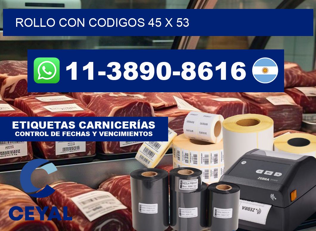 rollo con codigos 45 x 53