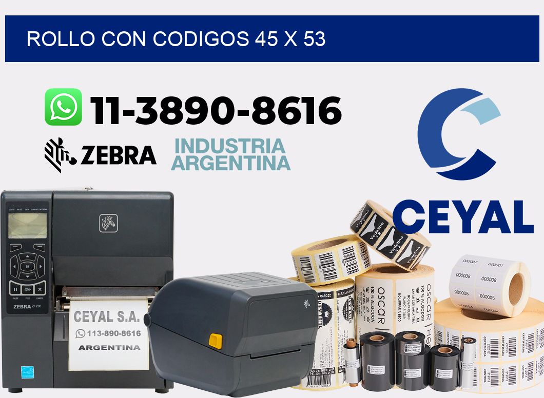 rollo con codigos 45 x 53