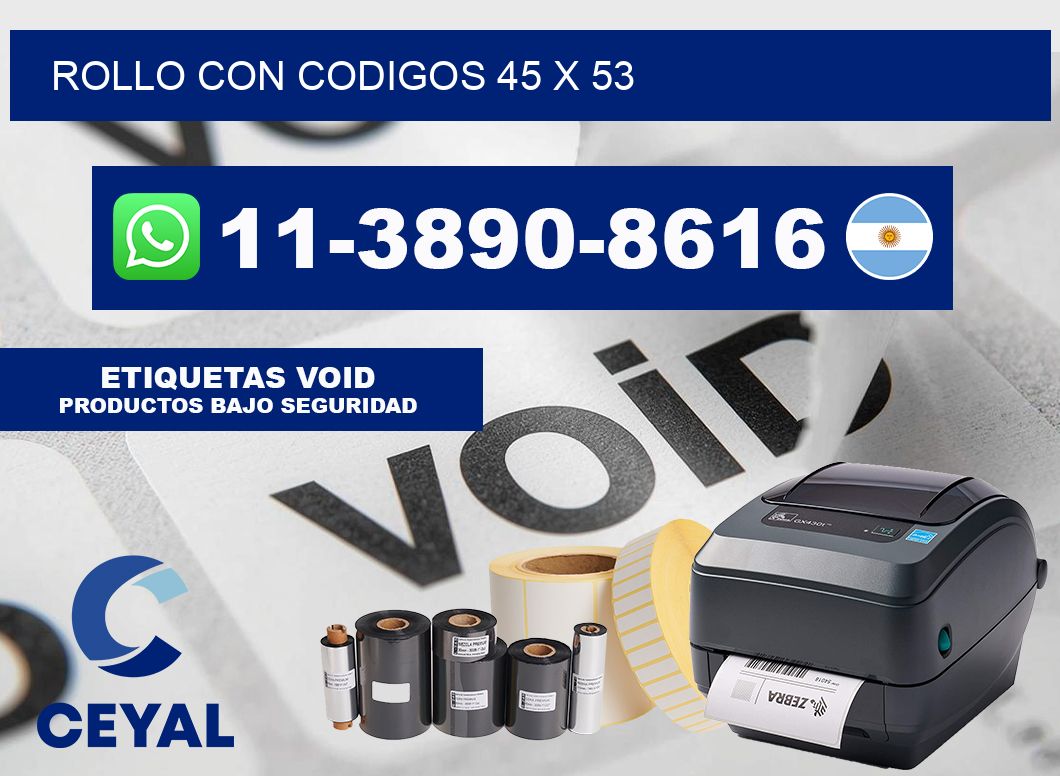 rollo con codigos 45 x 53