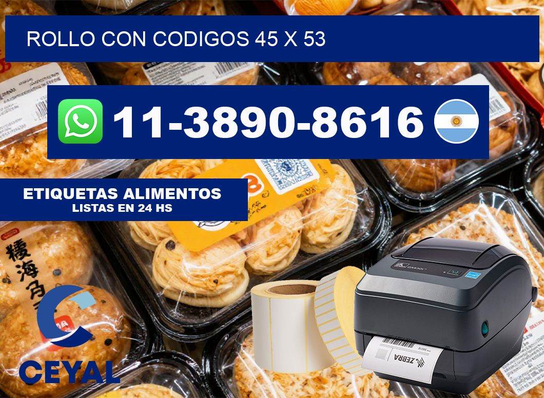 rollo con codigos 45 x 53