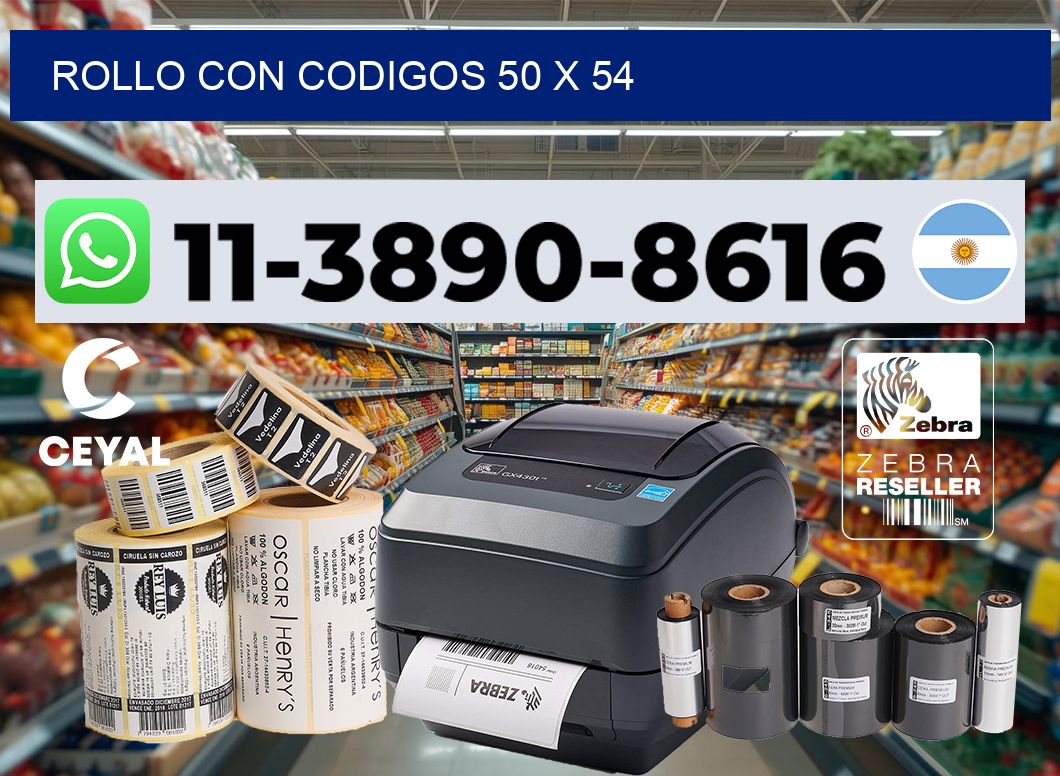 rollo con codigos 50 x 54