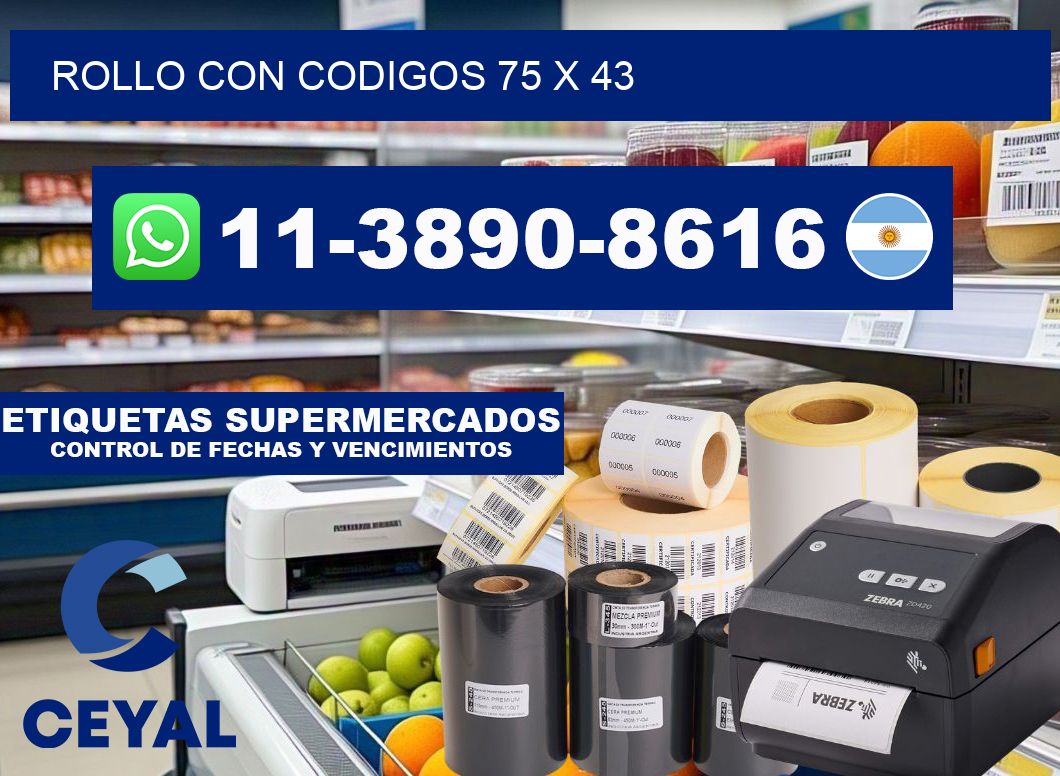 rollo con codigos 75 x 43