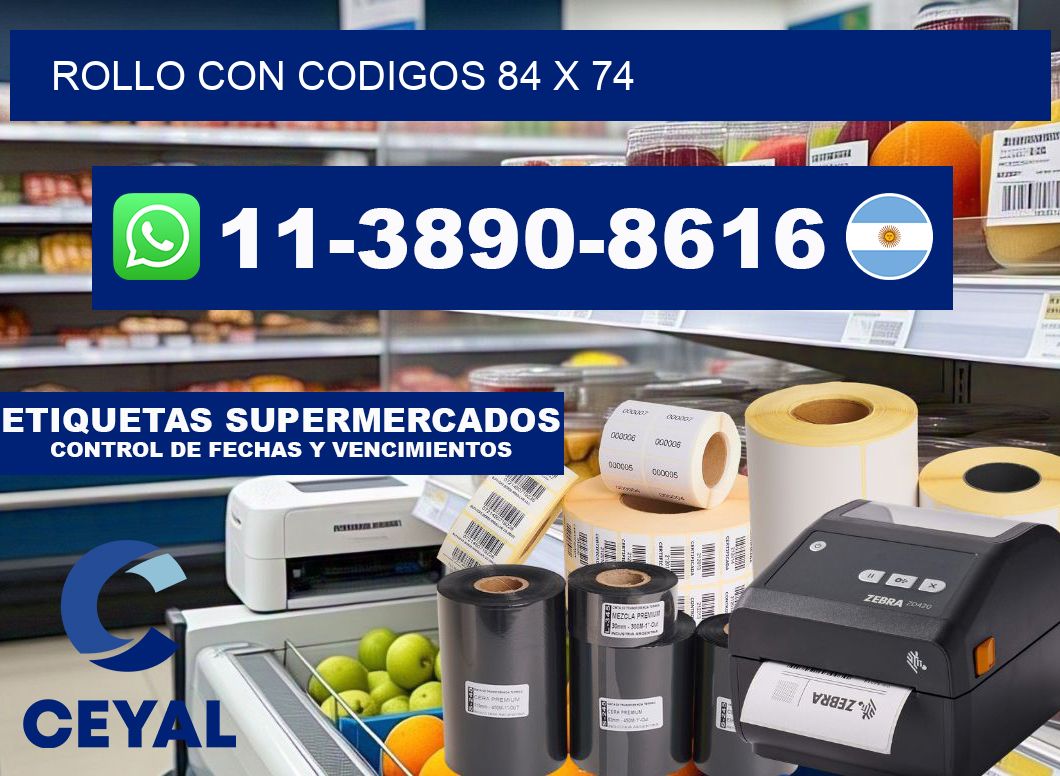 rollo con codigos 84 x 74