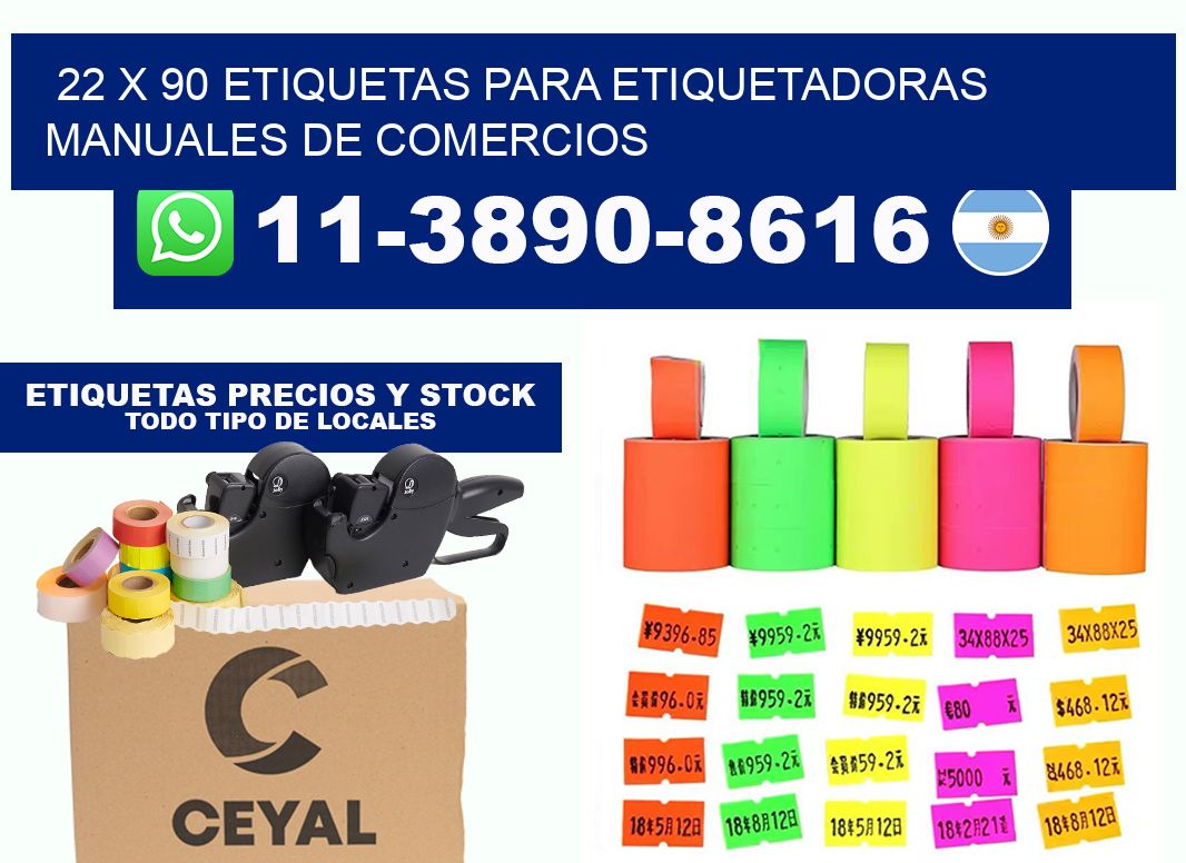 22 x 90 etiquetas para etiquetadoras manuales de comercios