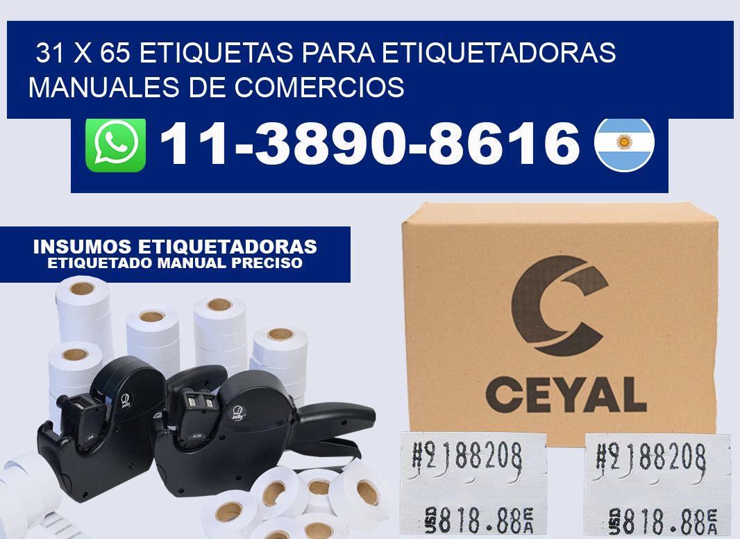 31 x 65 etiquetas para etiquetadoras manuales de comercios
