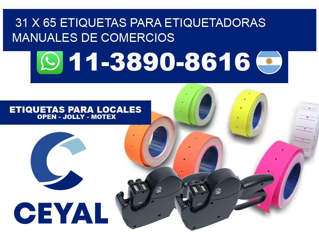 31 x 65 etiquetas para etiquetadoras manuales de comercios