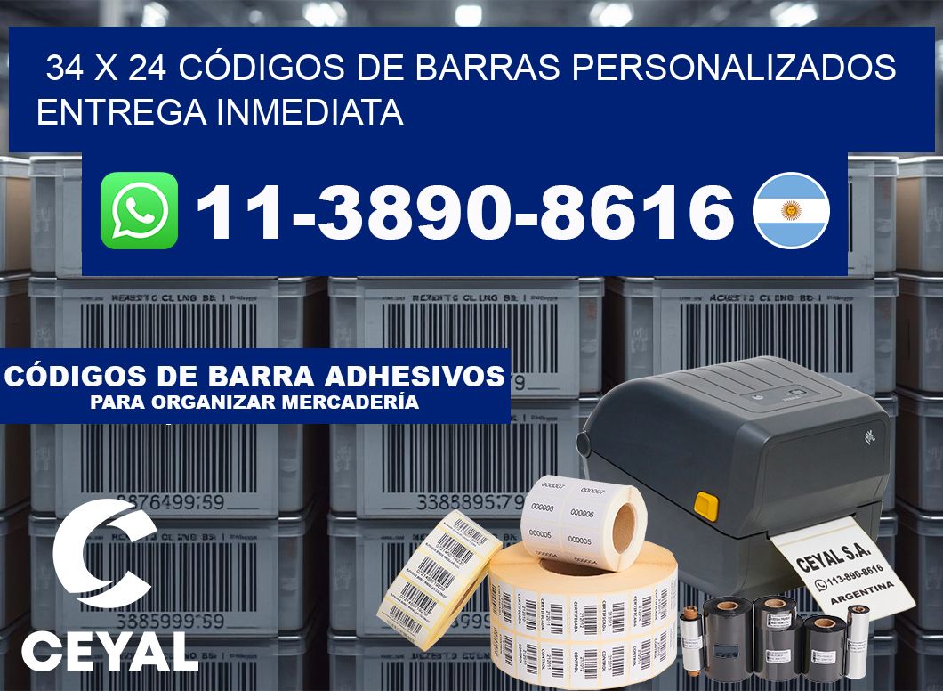34 x 24 CÓDIGOS DE BARRAS PERSONALIZADOS ENTREGA INMEDIATA