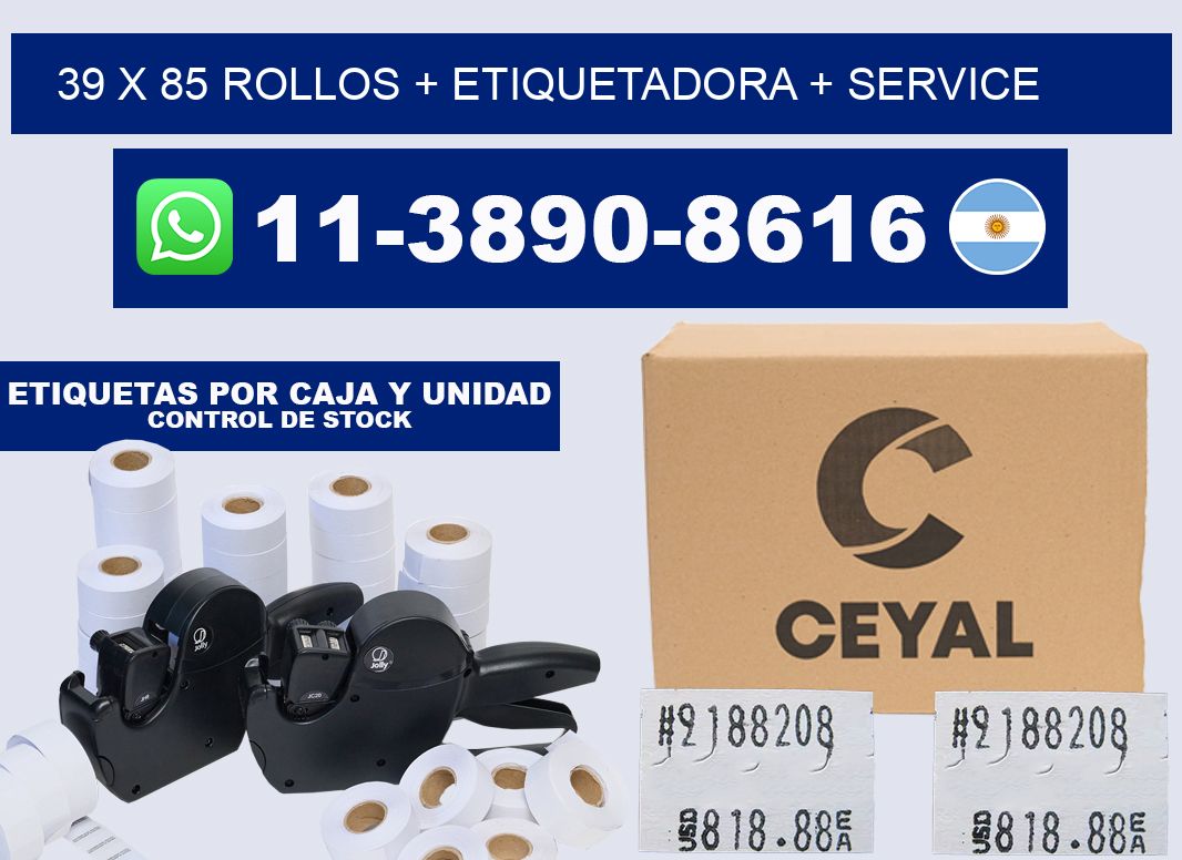 39 x 85 rollos + etiquetadora + service