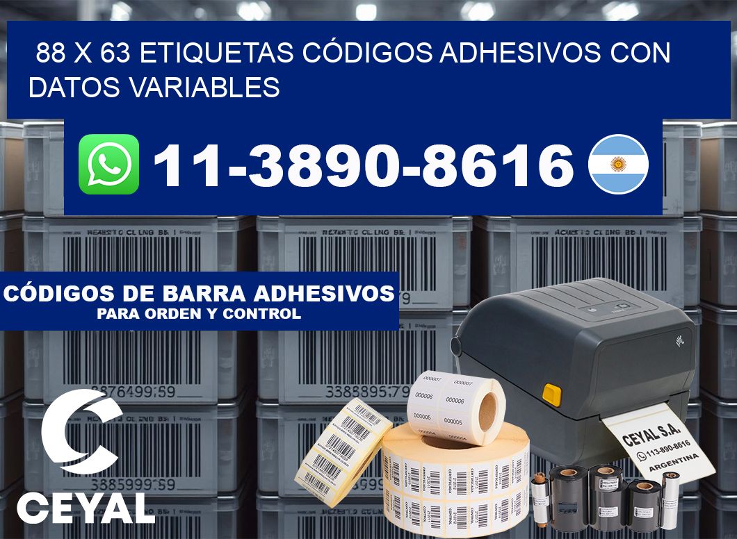 88 x 63 ETIQUETAS CÓDIGOS ADHESIVOS CON DATOS VARIABLES