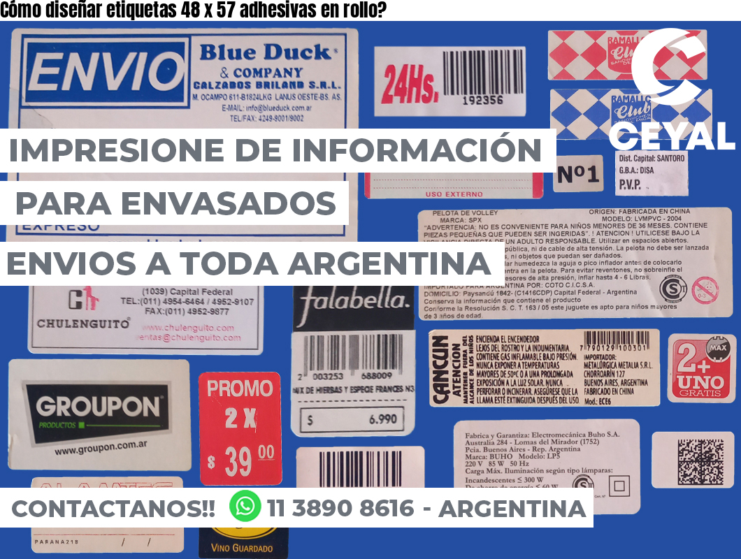 Cómo diseñar etiquetas 48 x 57 adhesivas en rollo?
