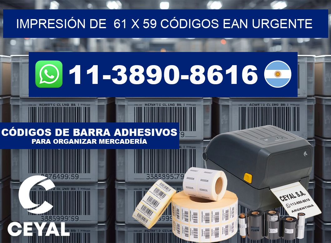 IMPRESIÓN DE  61 x 59 CÓDIGOS EAN URGENTE