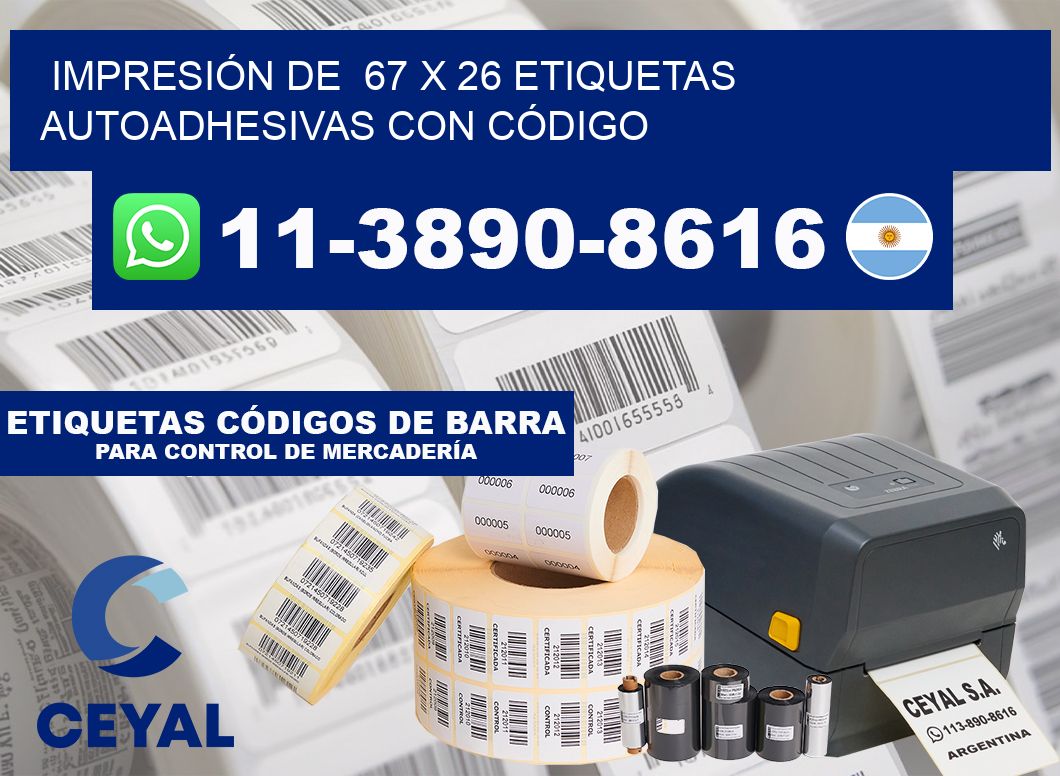 IMPRESIÓN DE 67 x 26 ETIQUETAS AUTOADHESIVAS CON CÓDIGO