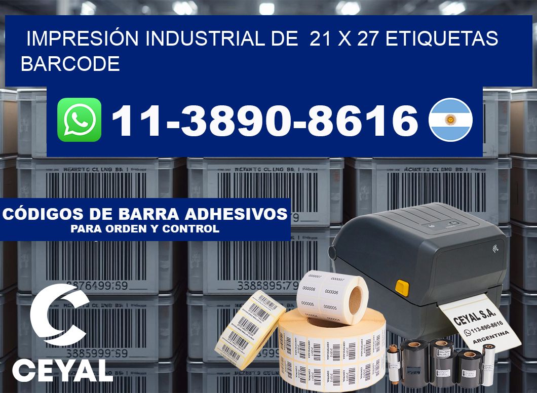 IMPRESIÓN INDUSTRIAL DE  21 x 27 ETIQUETAS BARCODE