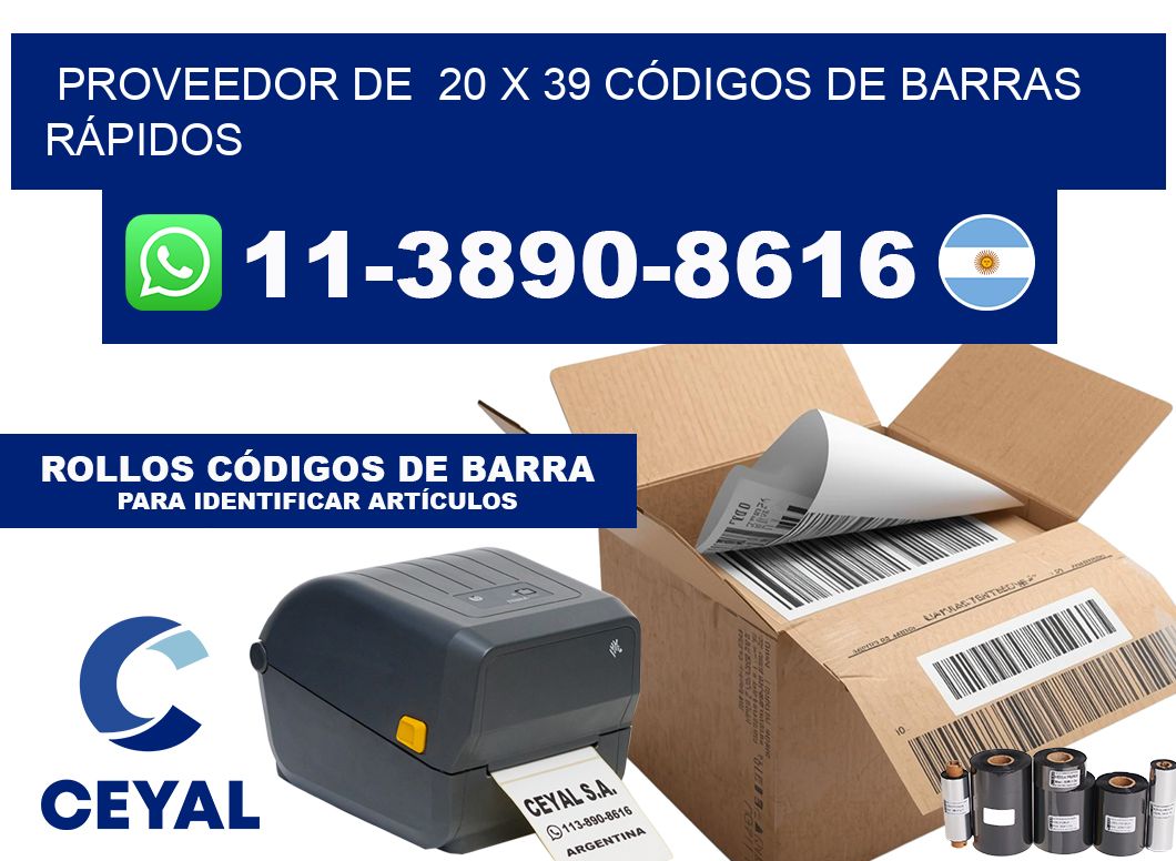 PROVEEDOR DE  20 x 39 CÓDIGOS DE BARRAS RÁPIDOS
