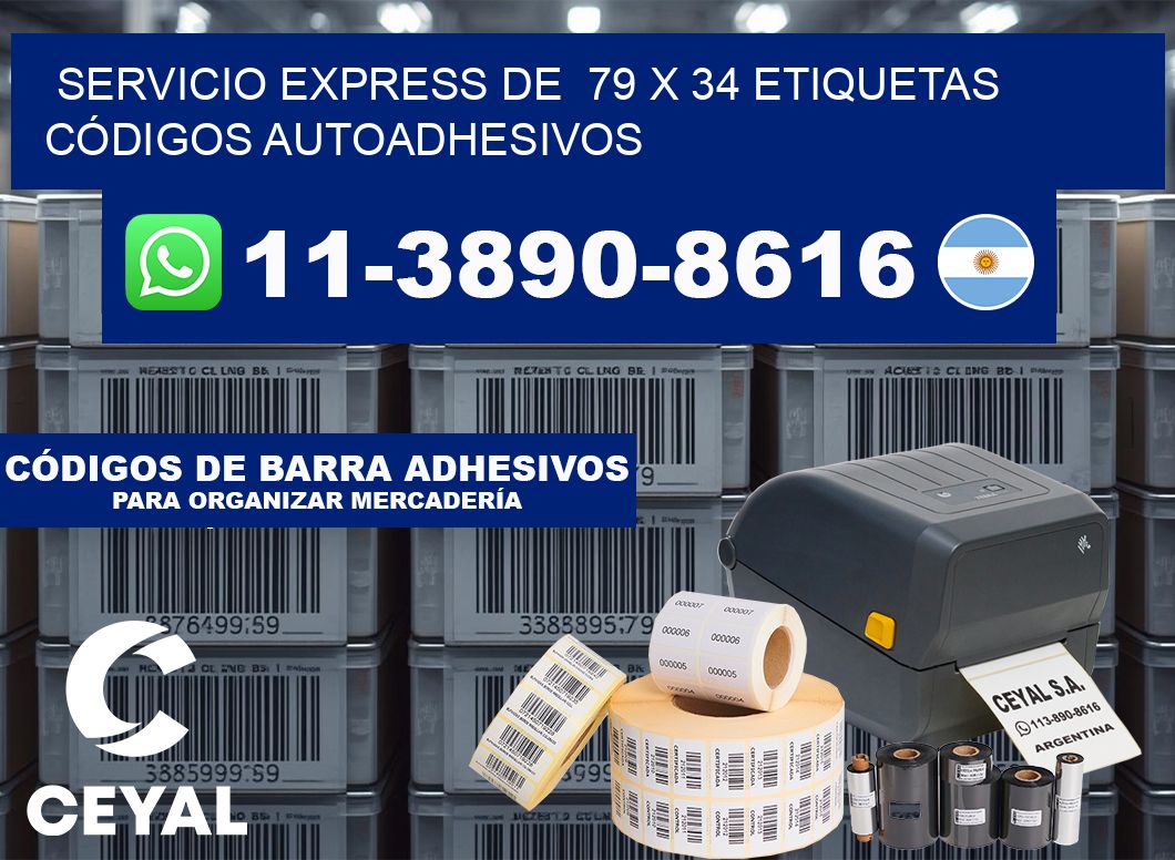 SERVICIO EXPRESS DE  79 x 34 ETIQUETAS CÓDIGOS AUTOADHESIVOS