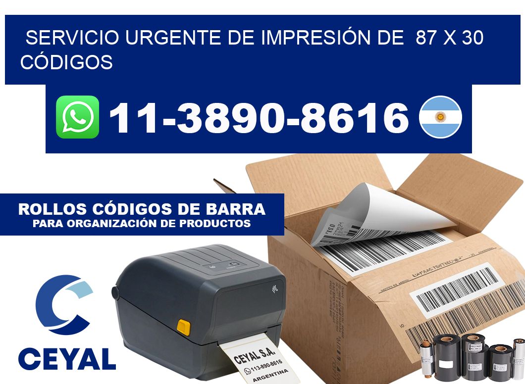 SERVICIO URGENTE DE IMPRESIÓN DE  87 x 30 CÓDIGOS